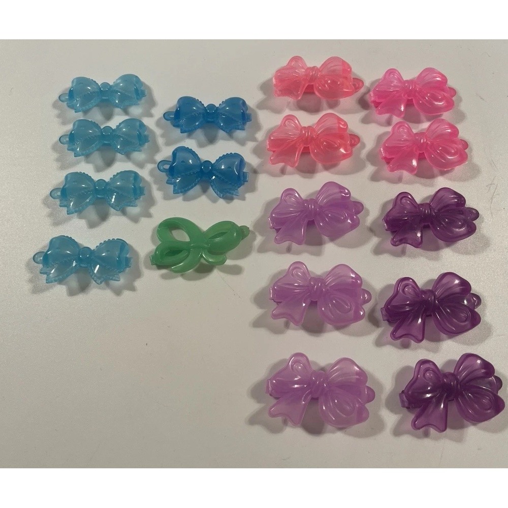 Vintage Lot Girl's Hair Clip Bows Barrettes Translucent Colorful 80's 90's‎ Y2K